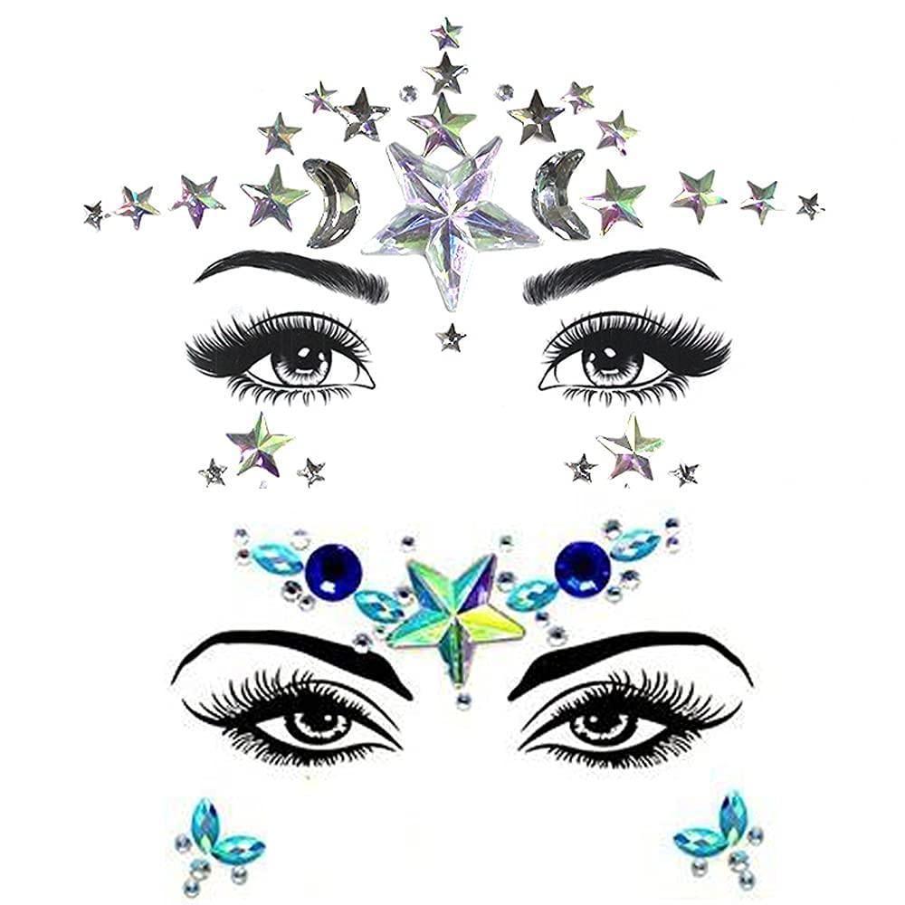 6 SHEETS RHINESTONE Face Stickers Rhinestones Miss for Makeup