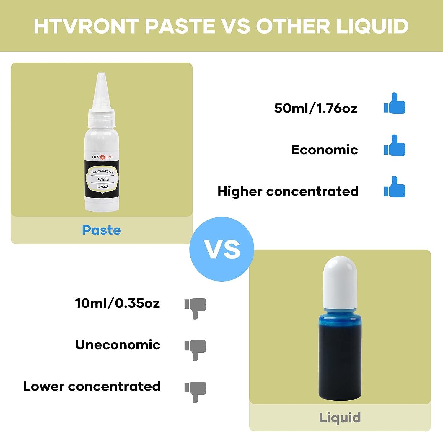 HTVRONT White Resin Pigment Paste - 1.76oz/50ml White Epoxy Dye Pigment  Higher Concentrated & Easy to Mix White Epoxy Pigment for Resin Coloring  Ocean Waves and Water Effects