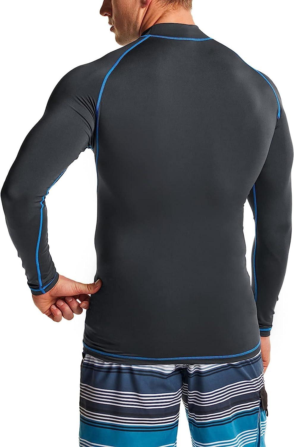 US Mens UPF 50+ Rash Guard Shirts Long Sleeve Swim Shirt Quick Dry Swimming  Tops