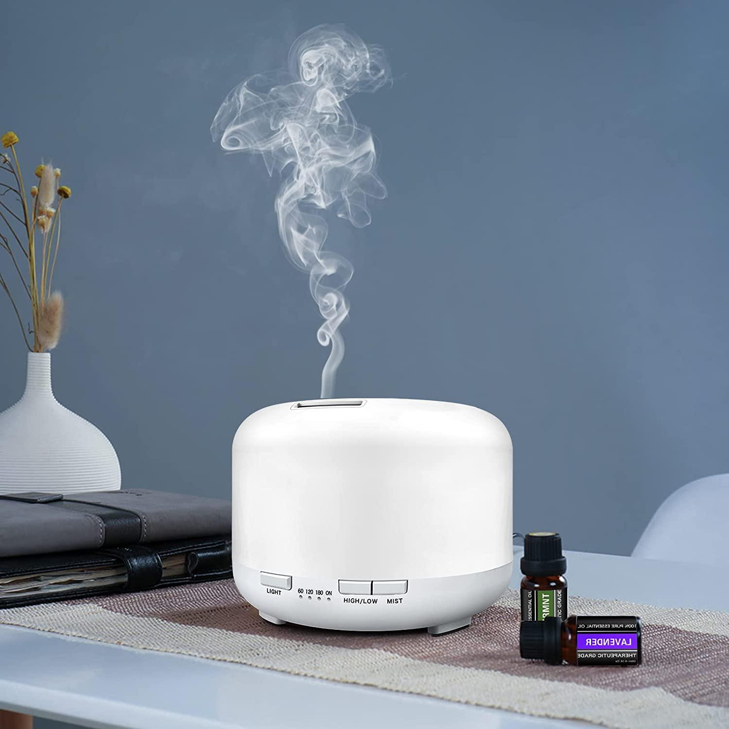 YIKUBEE Oil Diffuser with Essential Oils Set, 500ml Essential Oil Diffuser,  6x10mL Essential Oils for diffusers for Home, Aromatherapy Humidifier