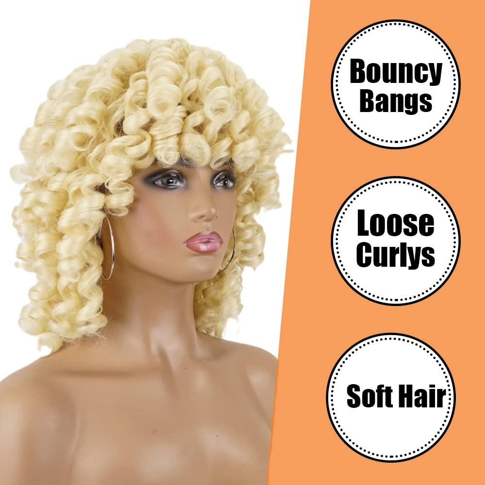  PHOENIXFLY Short Loose Curly Wigs Heat Resistant