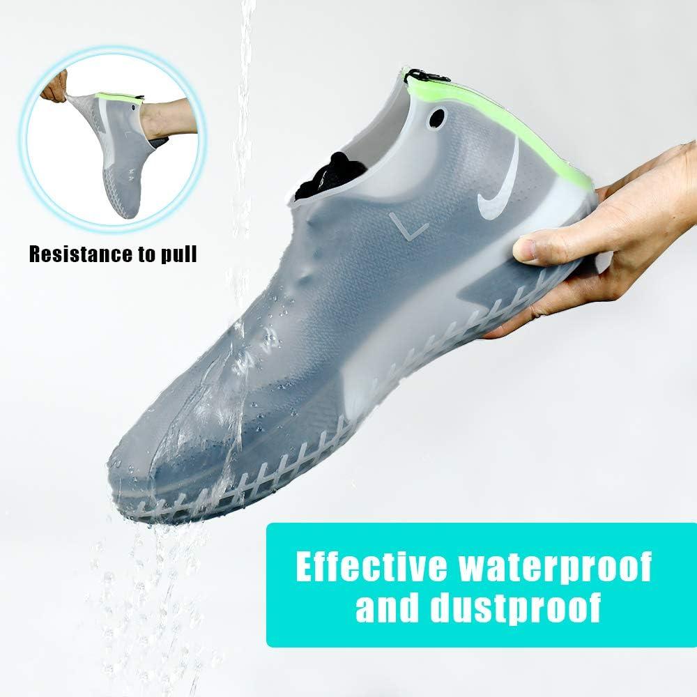 ATOFUL Reusable Silicone Waterproof Shoe Covers, Silicone Shoe Covers with  Zipper No-Slip Silicone Rubber Shoe Protectors for Kids,Men and Women  Transparent X-Large
