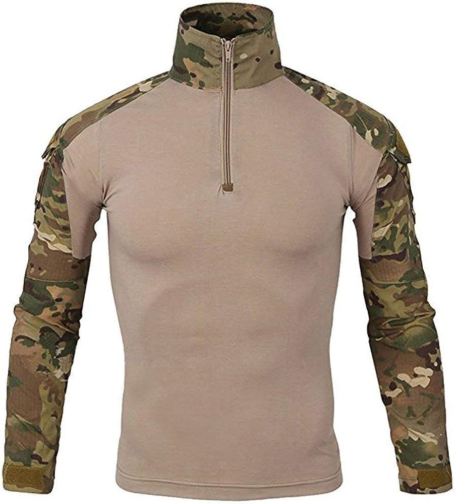 Camouflage T-Shirt Military Army Combat T Shirt Men Long Sleeve US