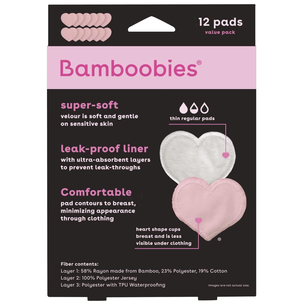 Bamboobies Washable Nursing Pads for Breastfeeding Value Pack, Reusable  Breast Pads, 6 Regular Pairs