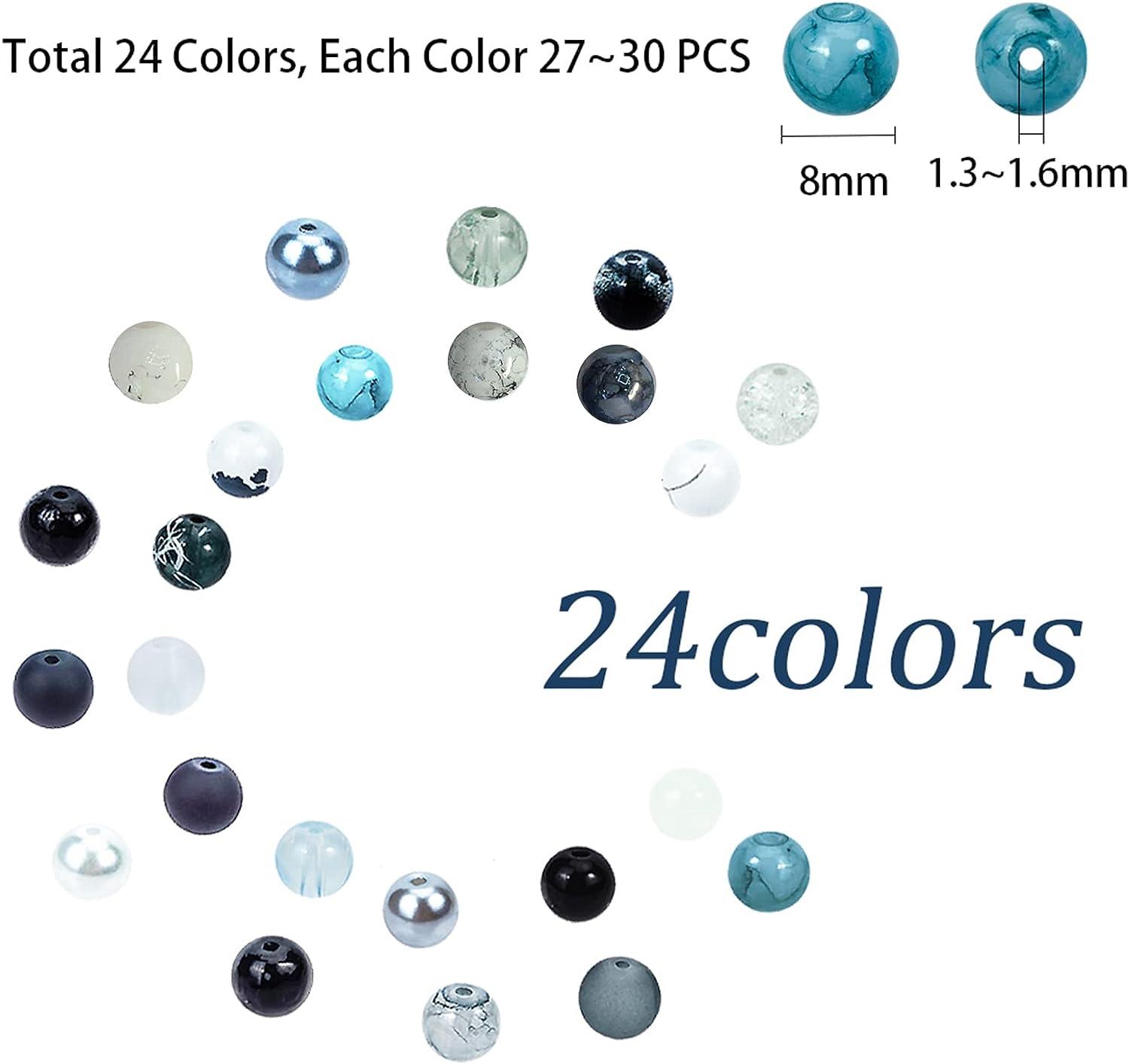 PH PandaHall 1440pcs 6mm Glass Beads for Bracelet Jewelry Making 24 Color  Purple Beads Round Loose Beads Craft Beads for Friendship Bracelets