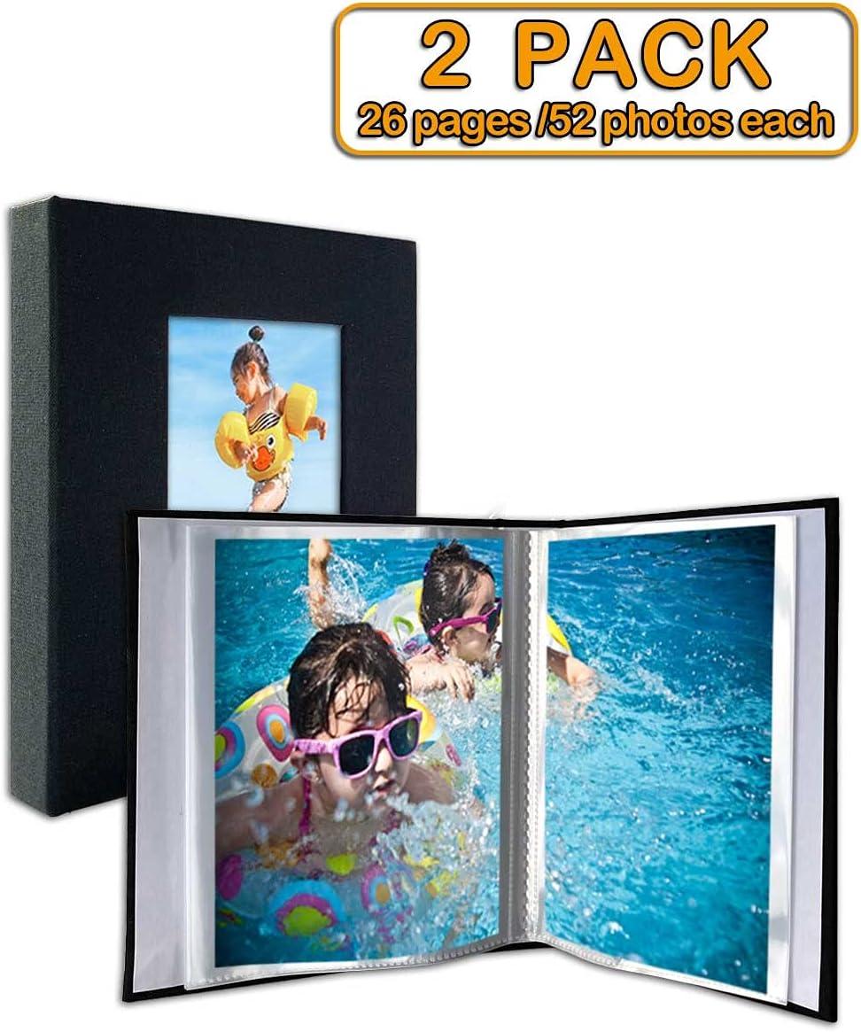 Small Photo Album 4x6 Photos, 2 Pack Linen Cover Mini Photo Book, 26-Page