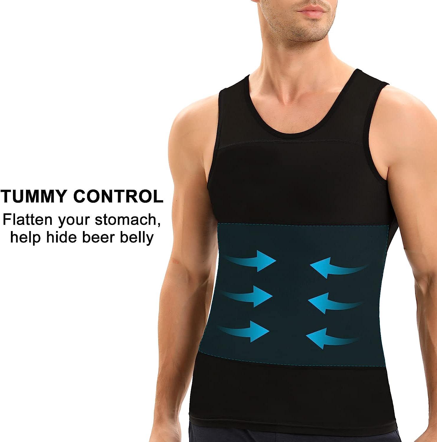 S-6XL Men's Chest Compression Shirt Slim Fit Tummy Control