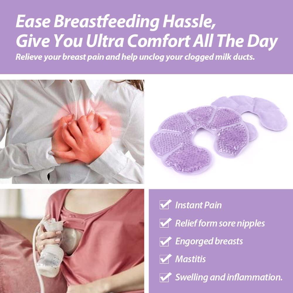 Breast Therapy Ice Pack, Breastfeeding Gel Pad, Nursing Pain Relief for  Mastitis, Nipple Pain Relief Breastfeeding, plugged ducts, Lactation Pain,  Engorgement and Mastitis (Purple)