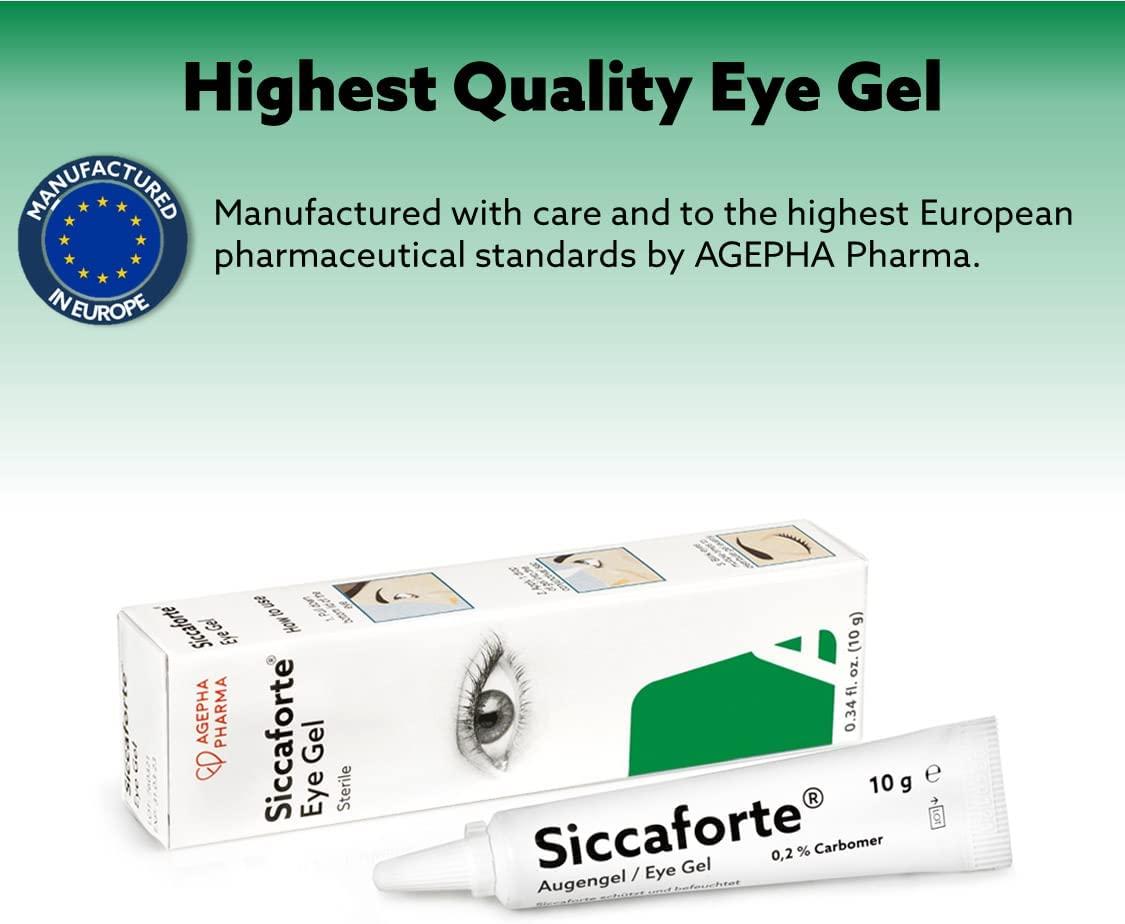  Siccasan & Siccaforte Eye Gel for Dry Eyes, For Night & Day  Use, Intensive Dry Eye Gel with Carbomer & Dexpanthenol, Corneal Gel & Eye  Lubricant