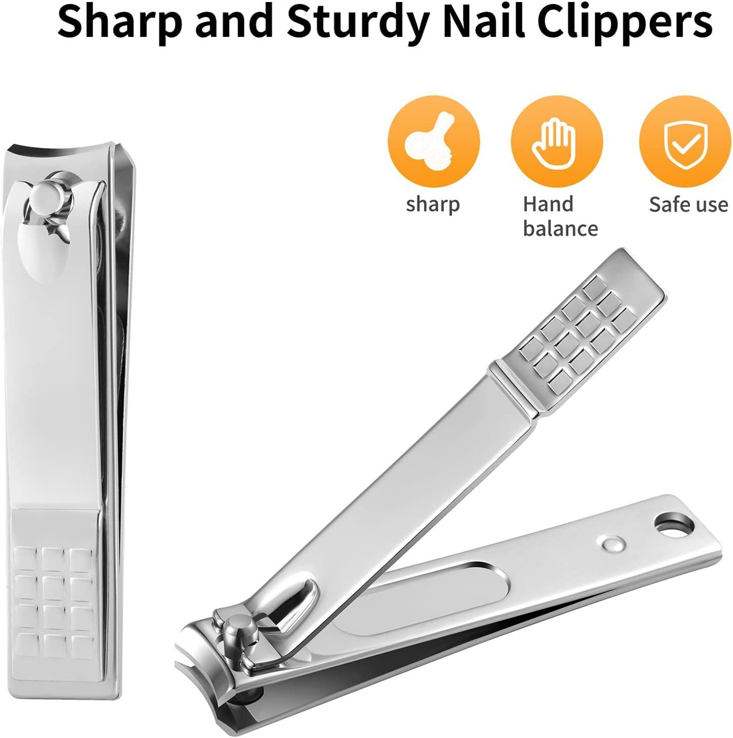 Durable Stainless Steel Nail Clippers with Catcher for Thick Nails - Sharp  and Easy to Use for Men and Women