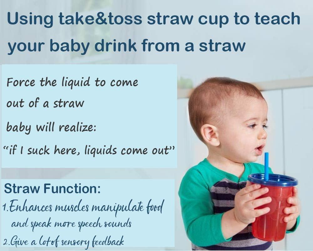  The First Years Take & Toss Toddler Straw Cups - Spill Proof  and Dishwasher Safe Toddler Cups with Straws - Toddler Feeding Supplies -  10 Oz - 4 Count : Baby
