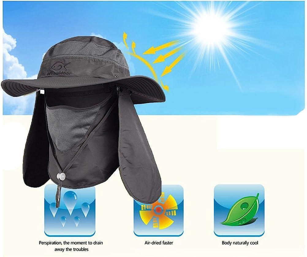 Ddyoutdoor 07-281 Fashion Summer Outdoor Sun Protection Fishing Cap Neck  Face Flap Hat Wide Brim Dark Gray