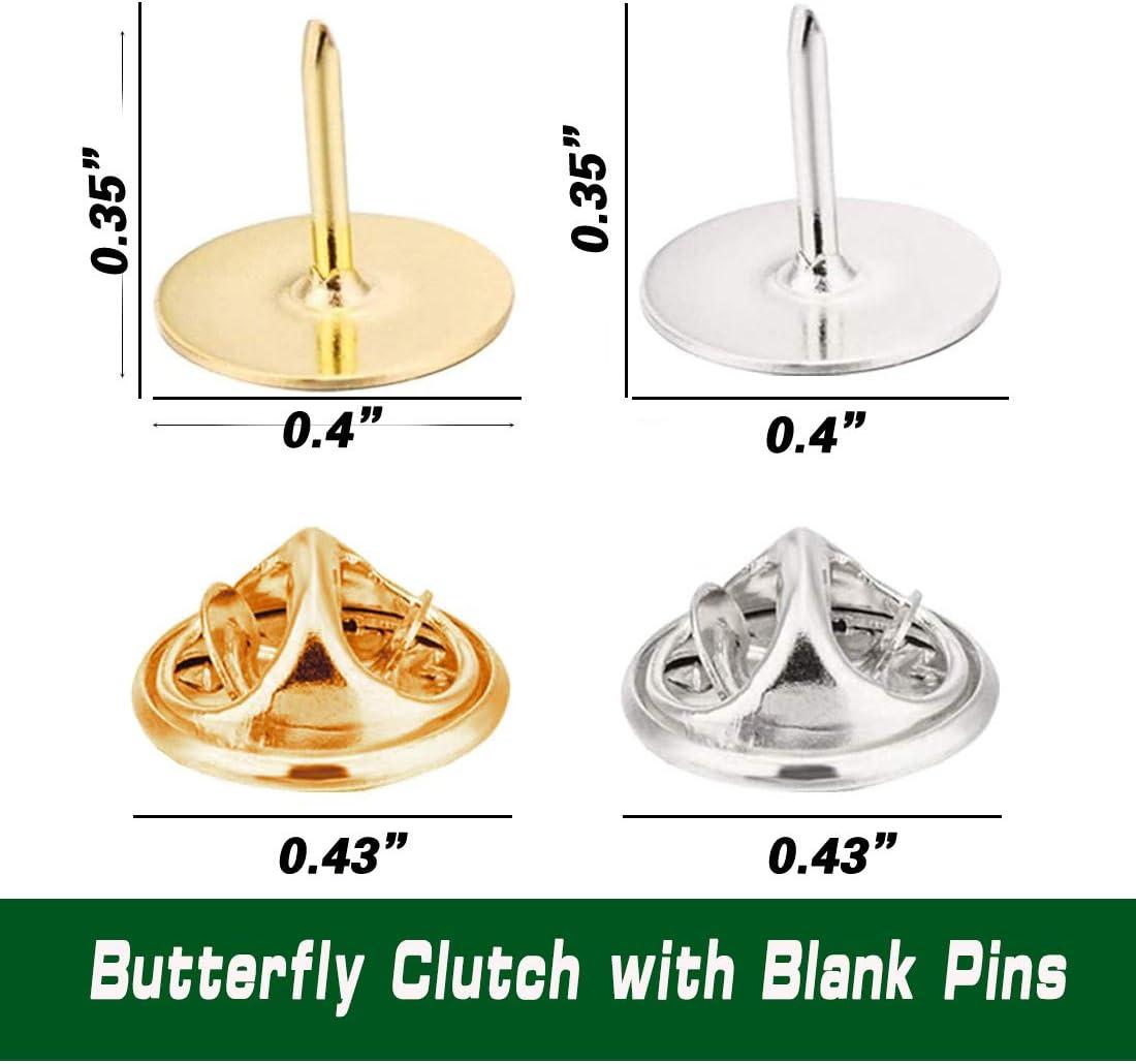 80 Pairs Pin Backs with Blank Pins 9mm Long Pin Backings Butterfly Clutch  Tie Tacks Replacement for Label Pin Jewelry Making DIY Craft - (Color in  Silver and Golden ) silver golden