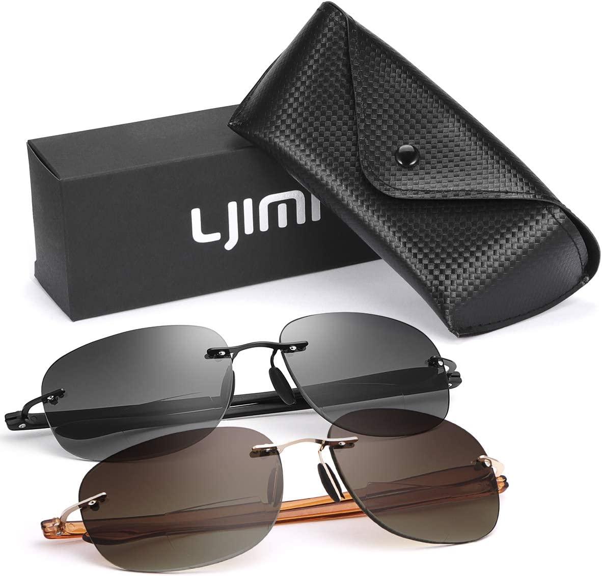 Rimless Bifocal Reading Glasses UV400 Protection Sport Sunglasses