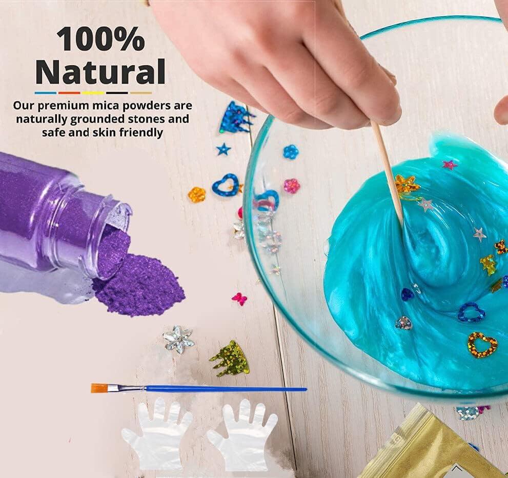 50 Colors Mica Powder,Epoxy Resin Pigment Powder Dye for Slime,Resin  Natural Cosmetic Grade Mica Powder Crafts,Bath Ball,Soap and Candle  Making,Nail