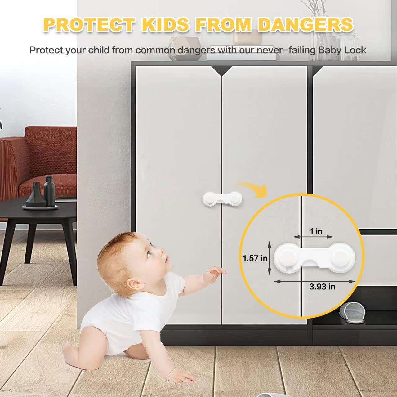 Baby Proofing Child Safety Locks Cabinet Latches, No Screws