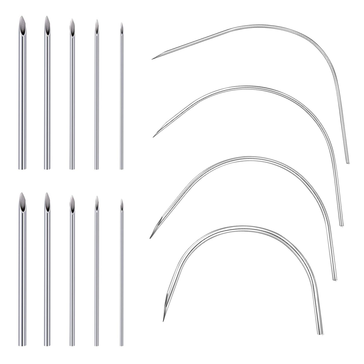 Useful curved sterile piercing needle available in different gauge