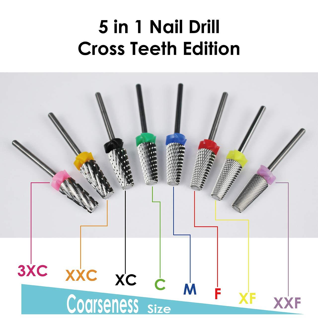 : C & I 5 in 1 Nail Drill Bit, Cross & Slim Edition