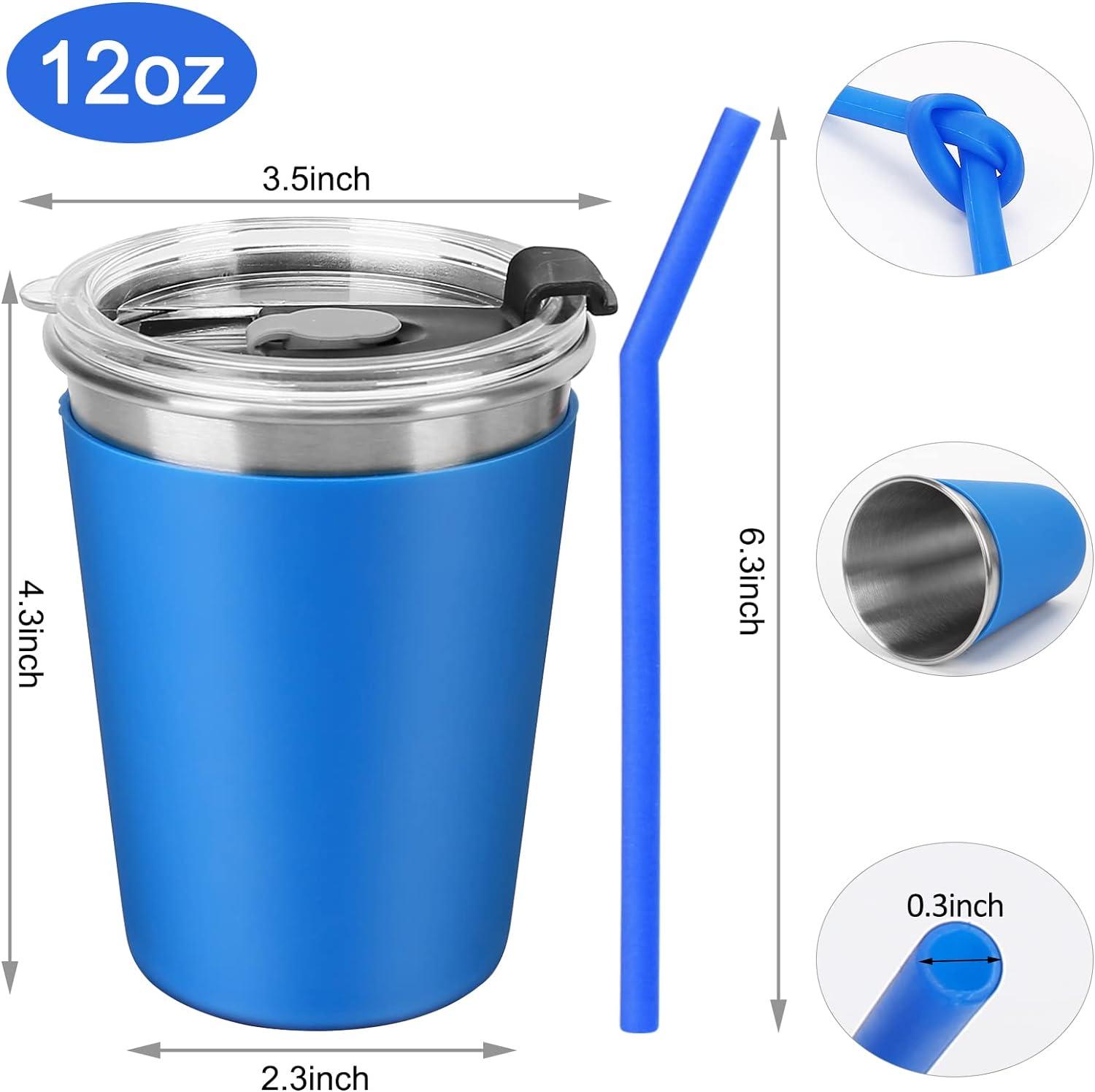 Kids Cups with Lids and Straws 12oz Spill Proof Drinking Cups Stainless  Steel Sippy Cups for Baby Kids Tumblers with Straws and Lids Toddler  Insulated Smoothie Cups Mugs for School Outdoor 5