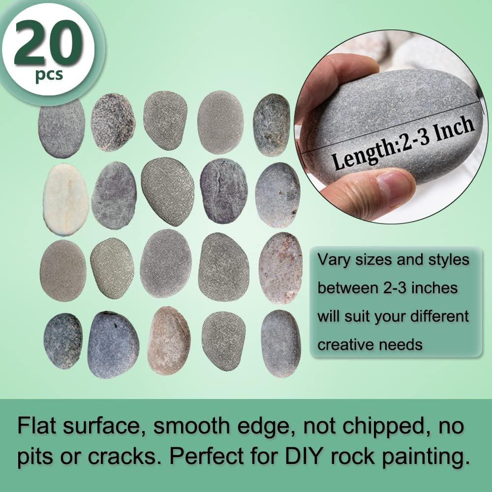  River Rocks for Painting 100 Pcs Large 2-3 Inch Flat