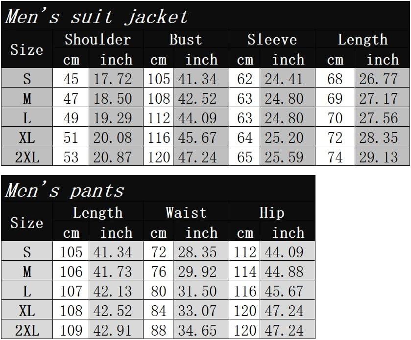 Men's suits jacket size chart  Mens suits, Suits, Pieces men