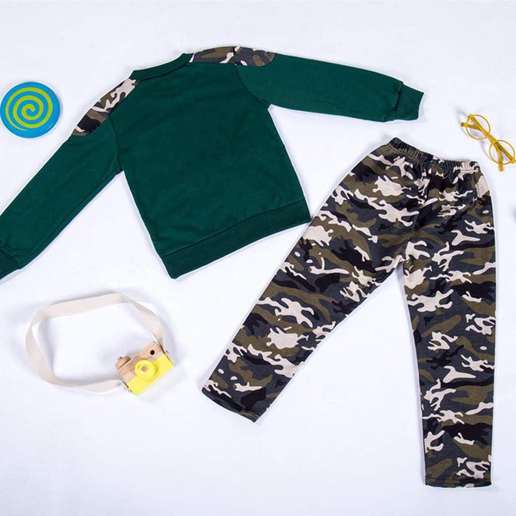 2pcs Kid Boy Letter Camouflage Print Pullover Sweatshirt and Pants Set