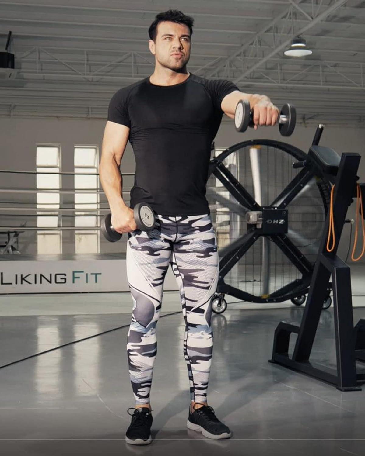 Men Leggings Sports Gym Compression Pants Training Fitness Jogger Yoga  Trousers