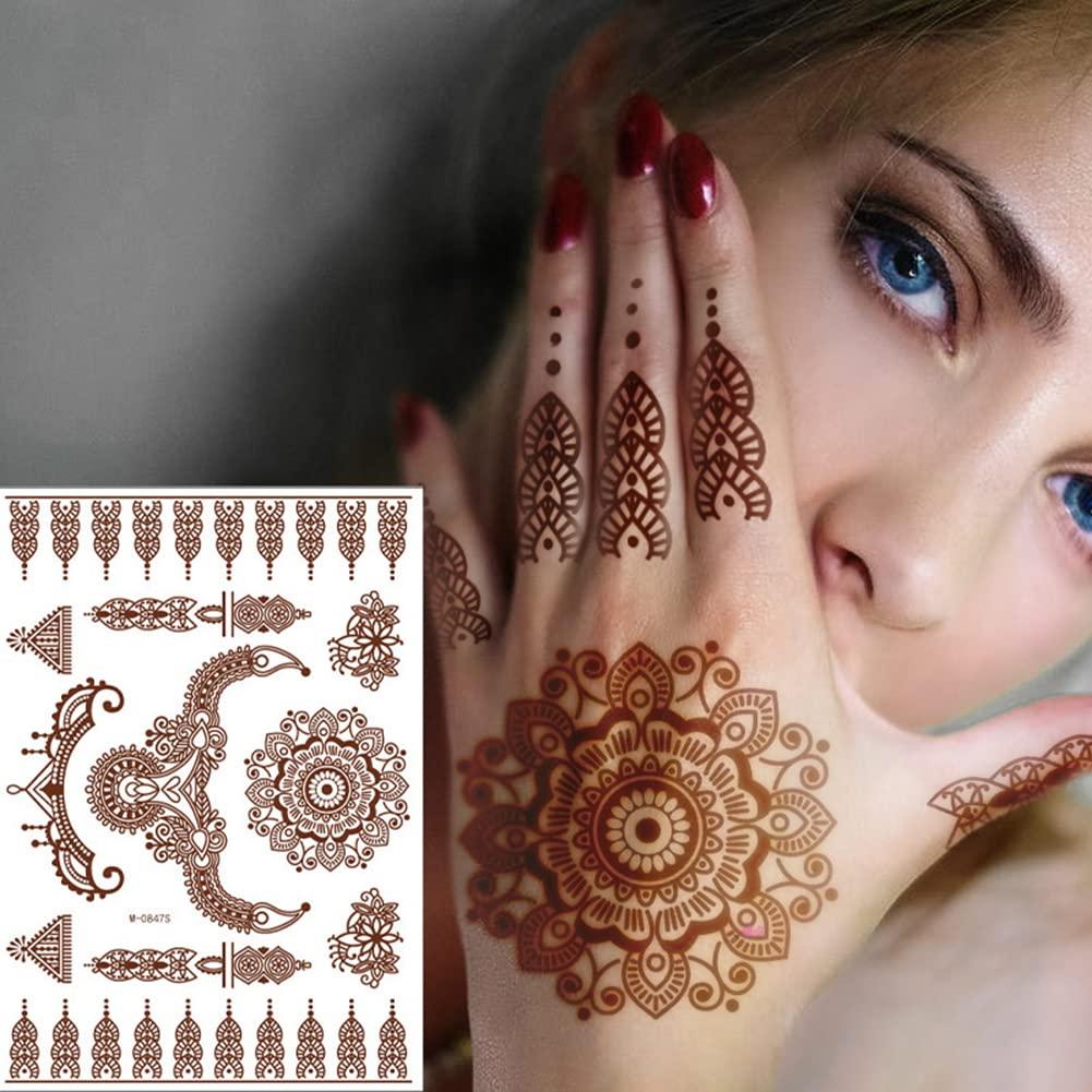 Ivana's Mehndi Stencil Design Set of - 2 Piece | Henna Tattoo stencil for  Women, Girls and kids | Easy to use in just 4 steps | Mehandi Sticker |  IVH-58 : Amazon.in: Beauty