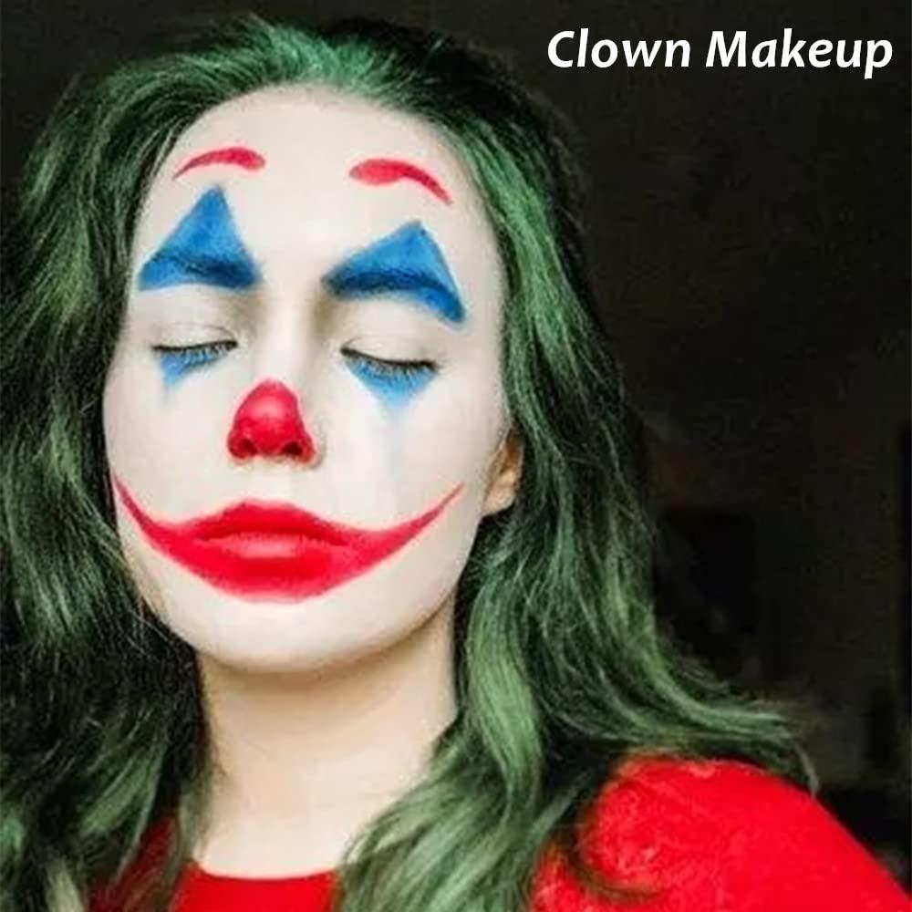 Clown Makeup Kit, White Red Blue Face Paint Joker Makeup Kit, Red White  Blue