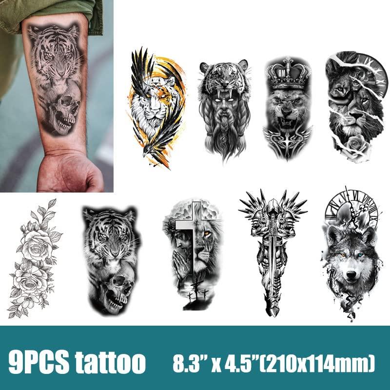 Sdrawing Temporary Tattoo Stickers Animal Lion Tiger Elephant Snake Eagle  Black Skull Water Transfer Tatto … | Geometric lion tattoo, Lion tattoo,  Lion head tattoos