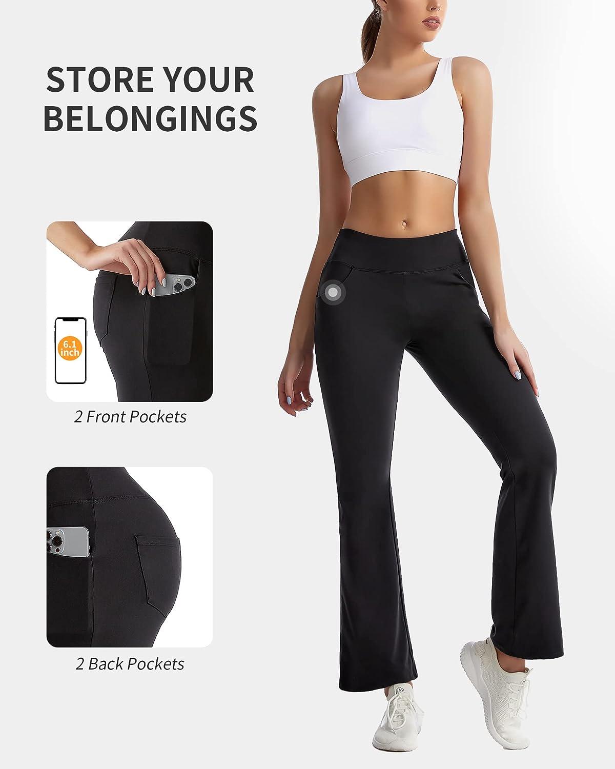 High Waist Cropped Flare Yoga Pants With Pockets For Women Flare