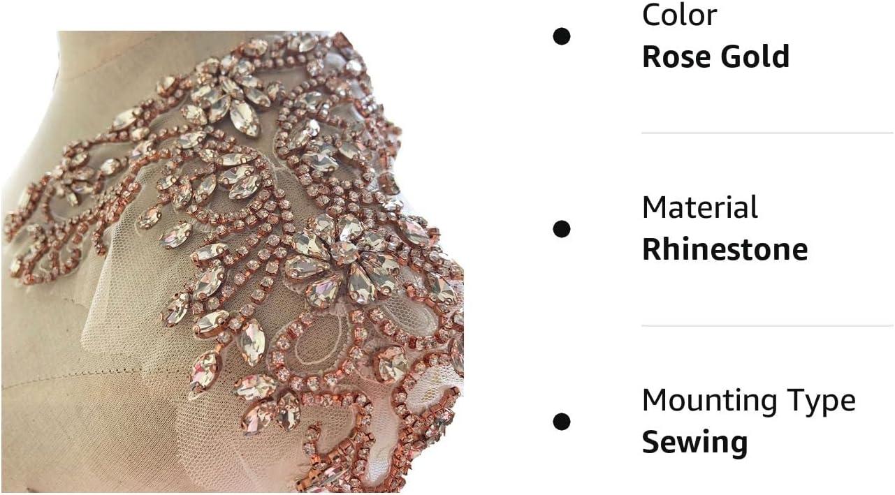 Gold Rhinestone Applique- Bridal Applique - Crystal Motif - USA