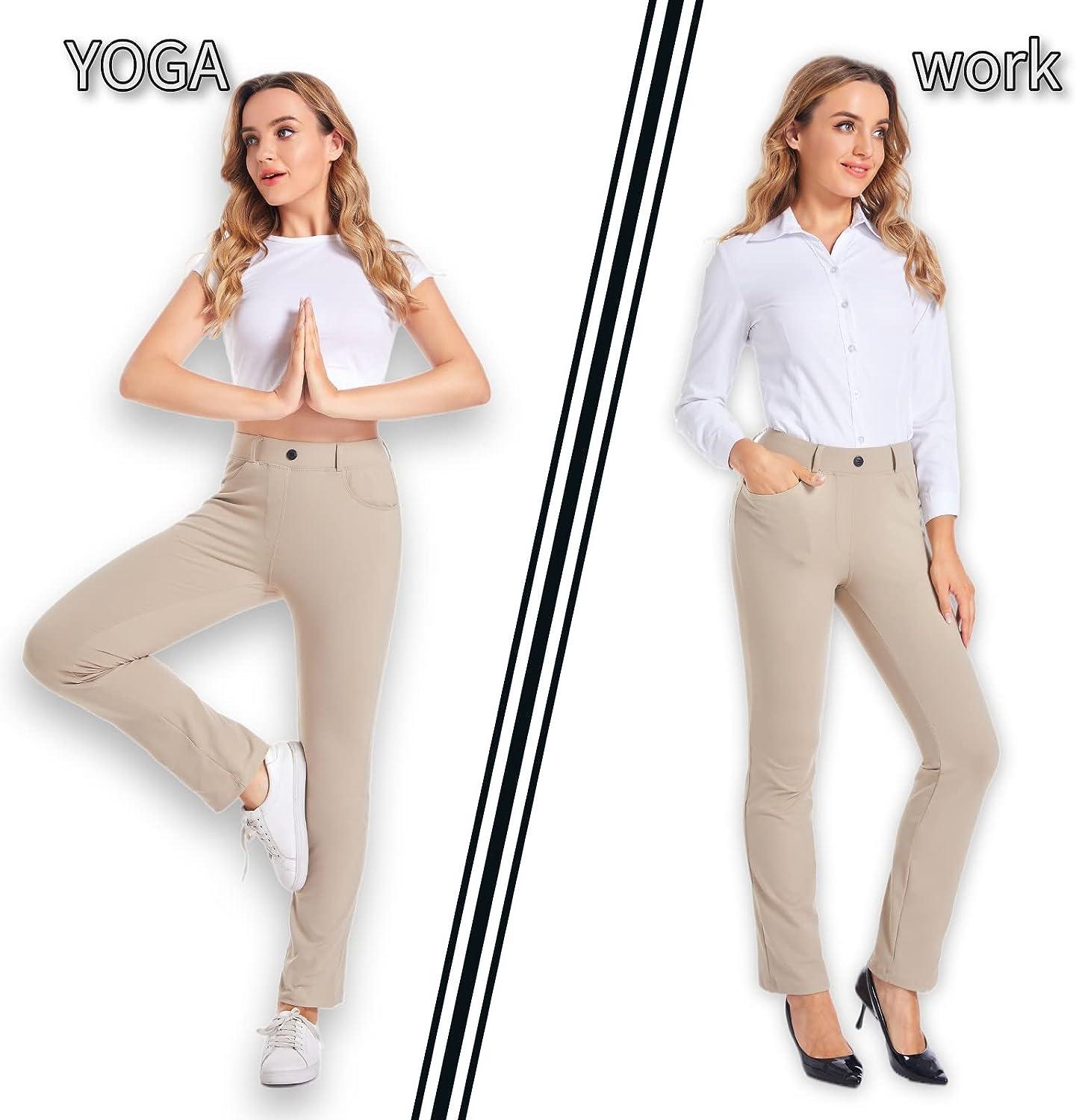 NICEWIN Women's Yoga Dress Pants with 4 Pockets, Petite Regular