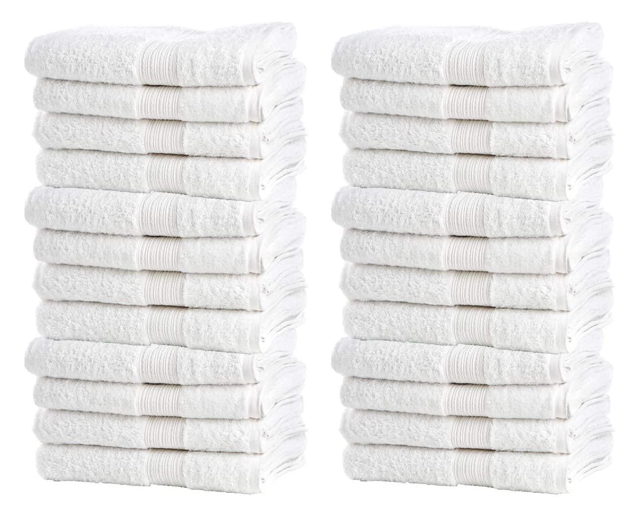 Bulk Spa White Washcloths – Set of 24 – Size 12” x 12” – Thick Loop Pile  Washcloth – Absorbent and Soft 100% Ring-Spun Cotton Wash Cloth – Lint Free  Face Towel –