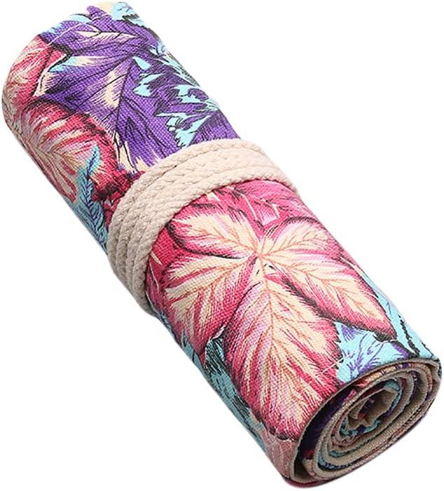Wrapables Pencil Roll Organizer, Colored Pencil Wrap Pouch (72 Slots) Vibrant Leaves