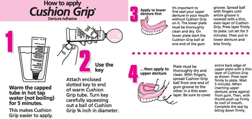 Cushion Grip Adhesive for Dentures, How To apply Cushion Grip & A Cushion  Grip Review