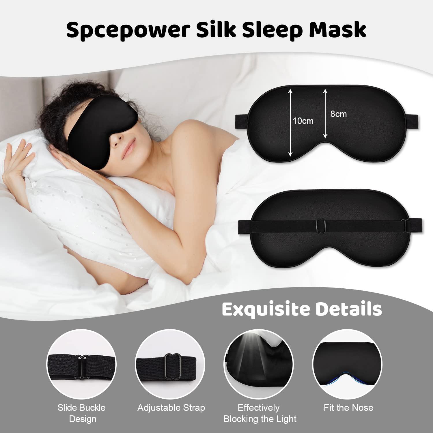  Sleep Mask, Silk Eye Mask for Sleeping with Adjustable Strap,  Satin Blackout Sleeping Eye Mask for Men&Women, Comfortable Blindfold  Eyeshade for Night Sleep(Black) : Health & Household