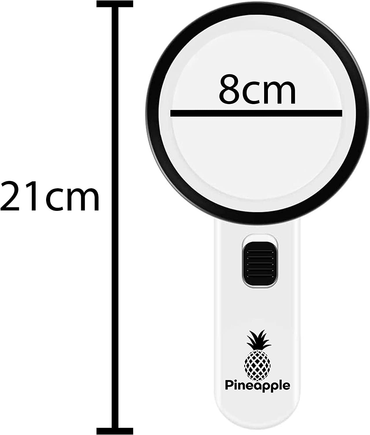 Pineapple Magnifying Glass with Light, 10x Handheld Large Magnifying Glass 12 LED Illuminated Lighted Magnifier for Seniors, Reading, Macular