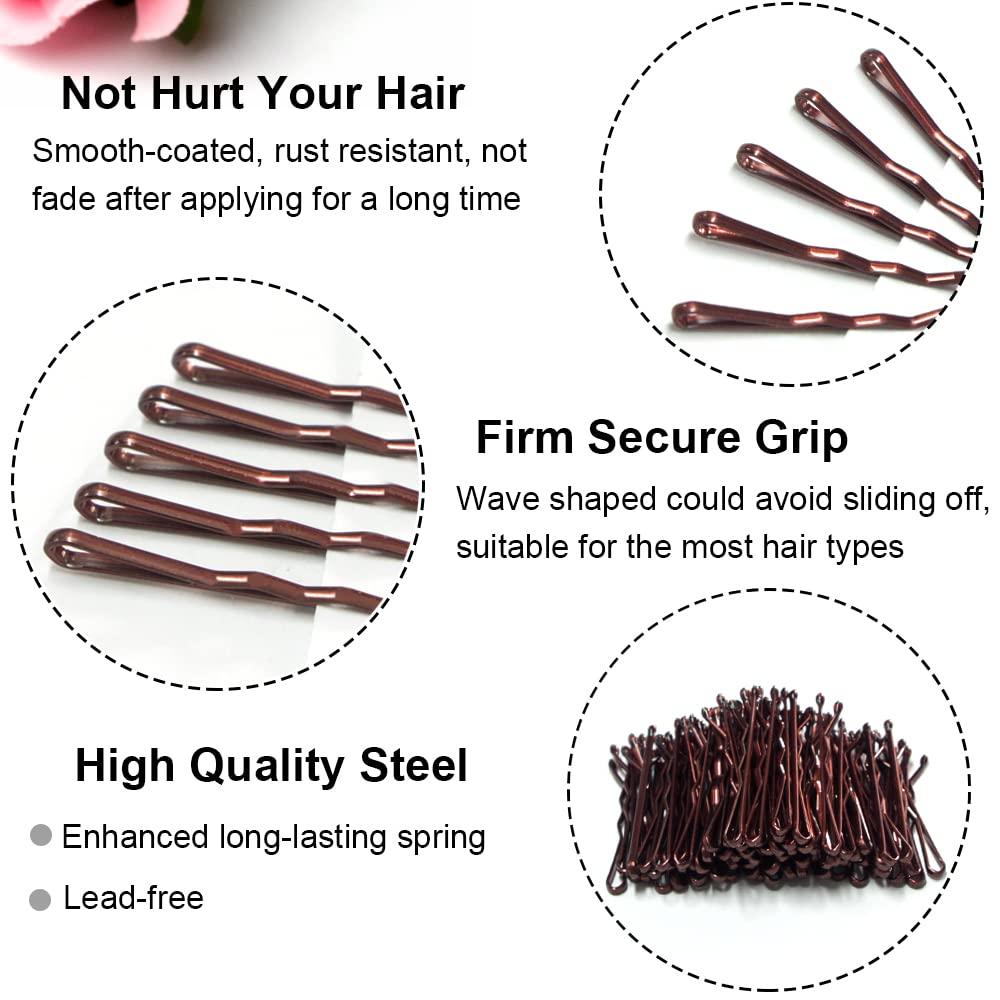 INGOOD Hair Bobby Pins Brown with Cute Case 200 PCS Bobby Pins for