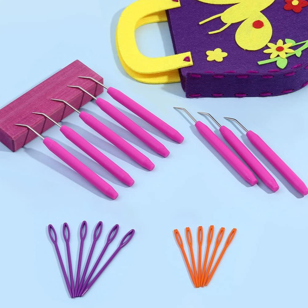 WONVOC Loom Knit Hook Set, Crochet Needle Hook Kit, 8 Pcs Green Knitting  Loom Hooks with 12 Pcs Colorful Plastic Sewing Needles for Knitting Looms