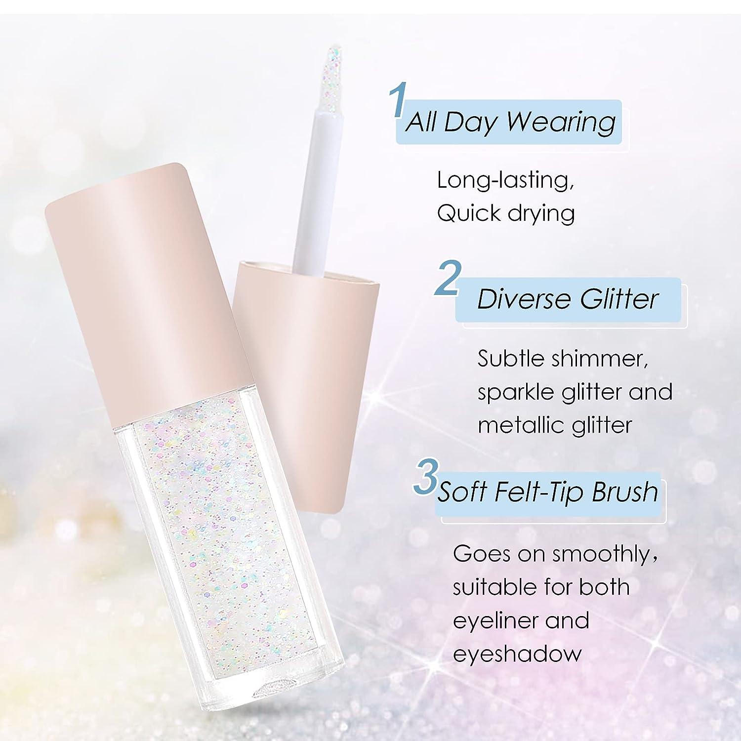 Jutqut Liquid Glitter Eyeshadow - 5 Colors Set Translucent Shimmery &  Sparkle Liquid Eyeliner Create Shinny Glow