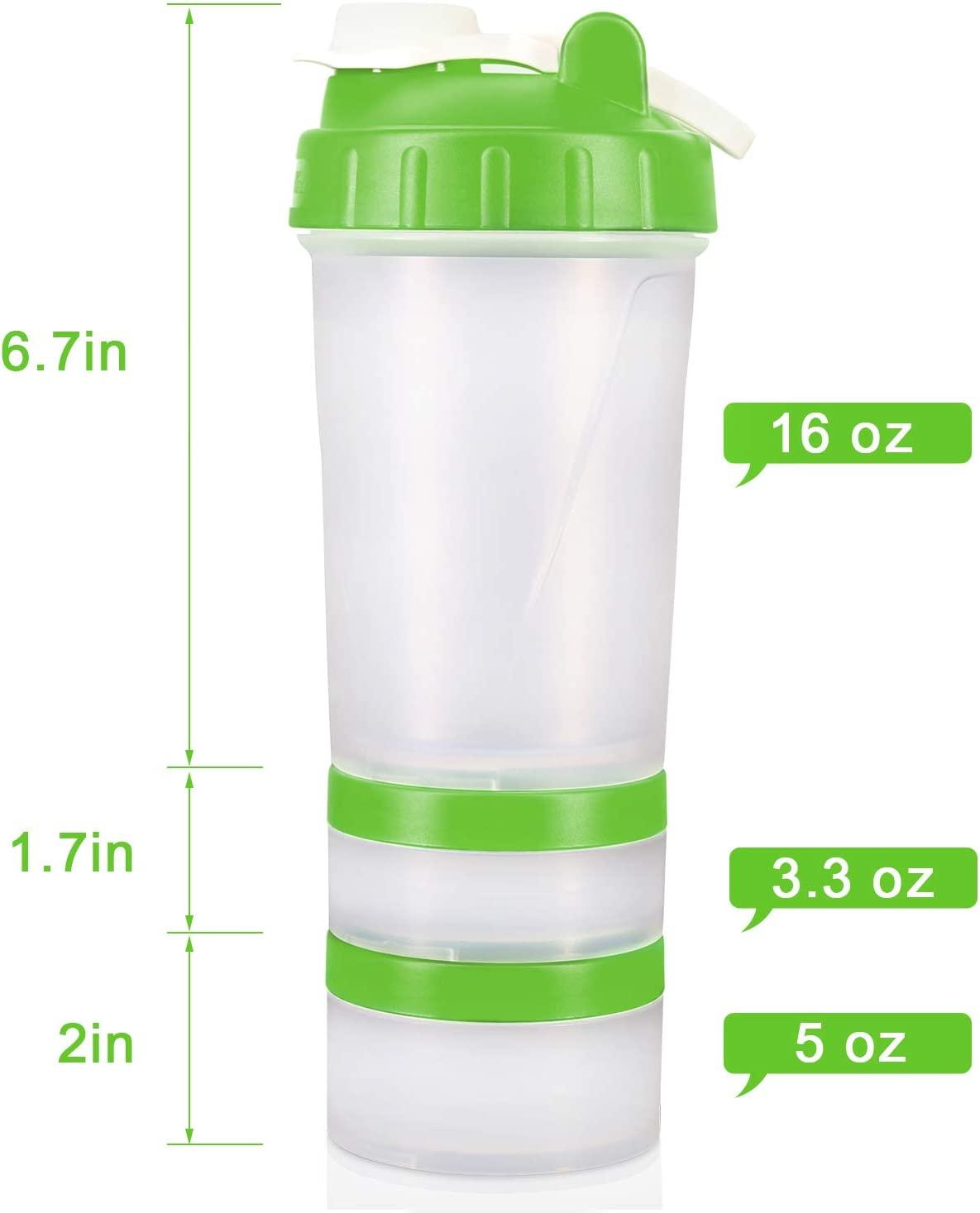 16 OZ Protein Workout Shaker Bottle with Mixer Ball and 2 close