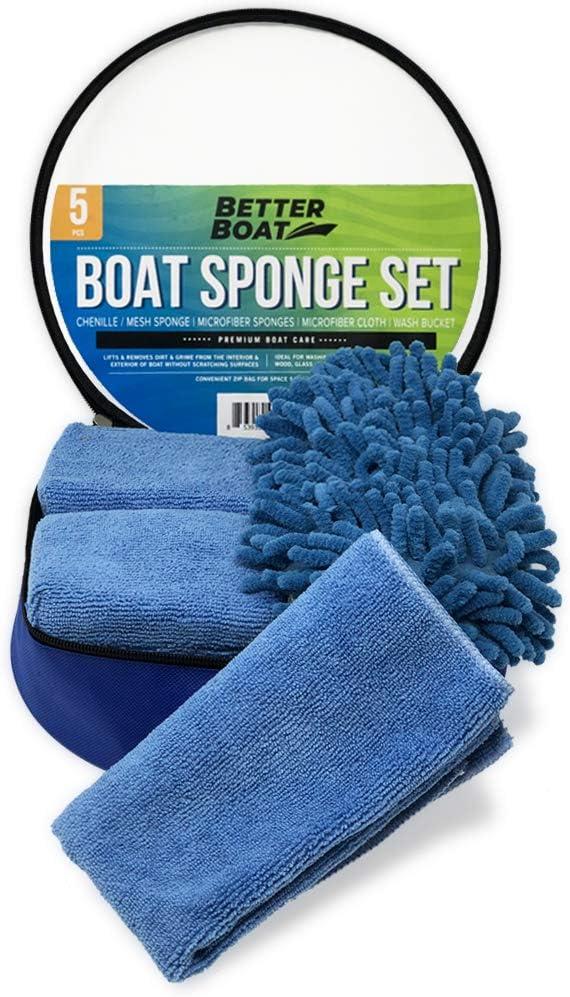 Boat Cleaner and Car Wash Sponges Non Scratch Microfiber Sponge Bucket &  Microfiber Wash Cloths Complete Interior Exterior Seats Fiberglass Boat  Hull & Car Cleaning Kit Washing & Detailing Supplies