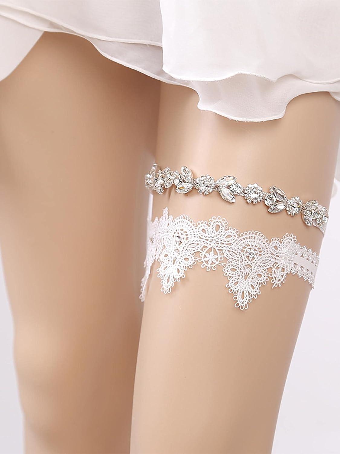 Womens Sexy Lace Wedding Garter Set for Bride Party Prom Garters 2 Pcs