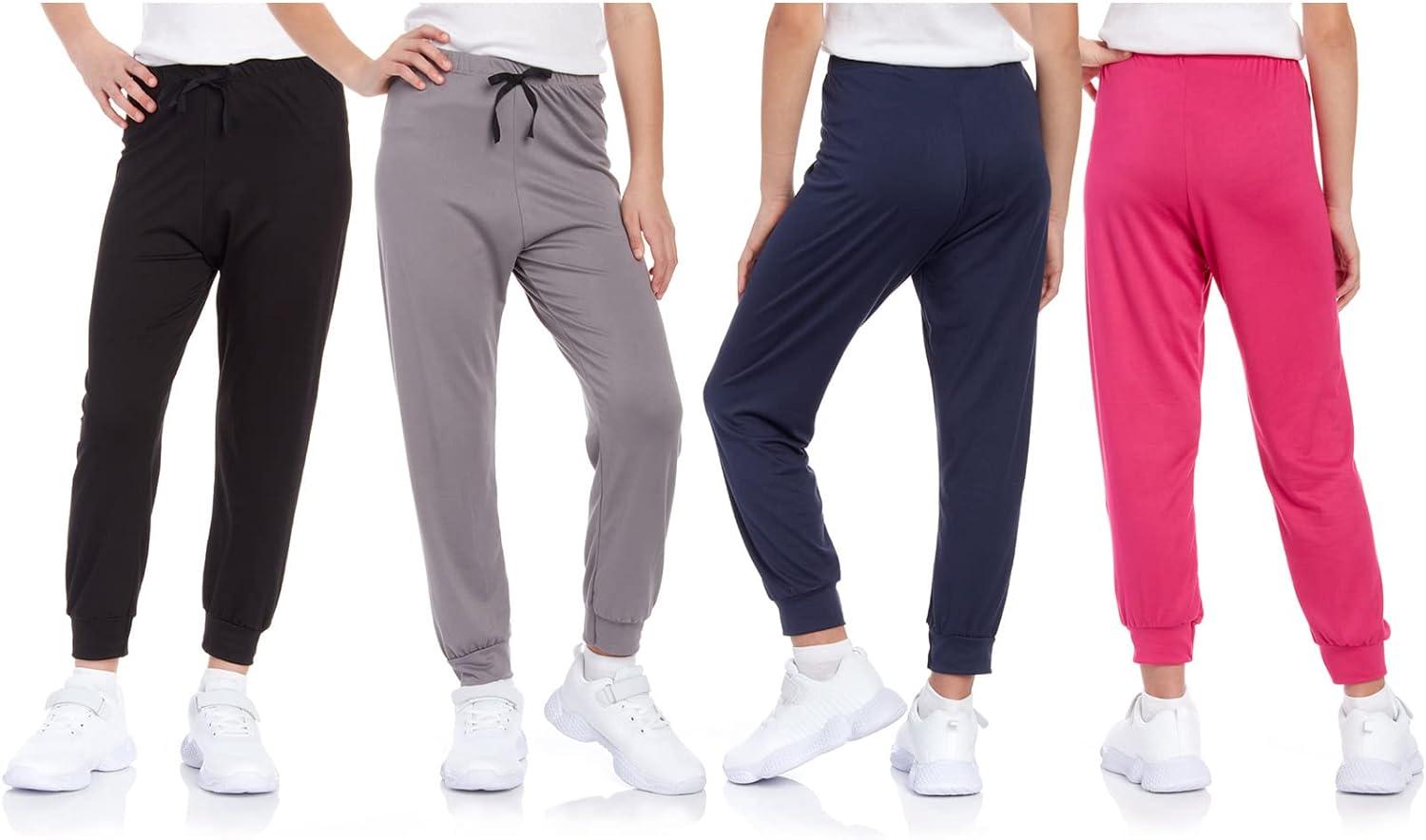 Hind Girls' Sweatpants - 2 Pack Basic Active Fleece Fashion Jogger Casual  Pants (4-16) Carmine Rose/Black 4