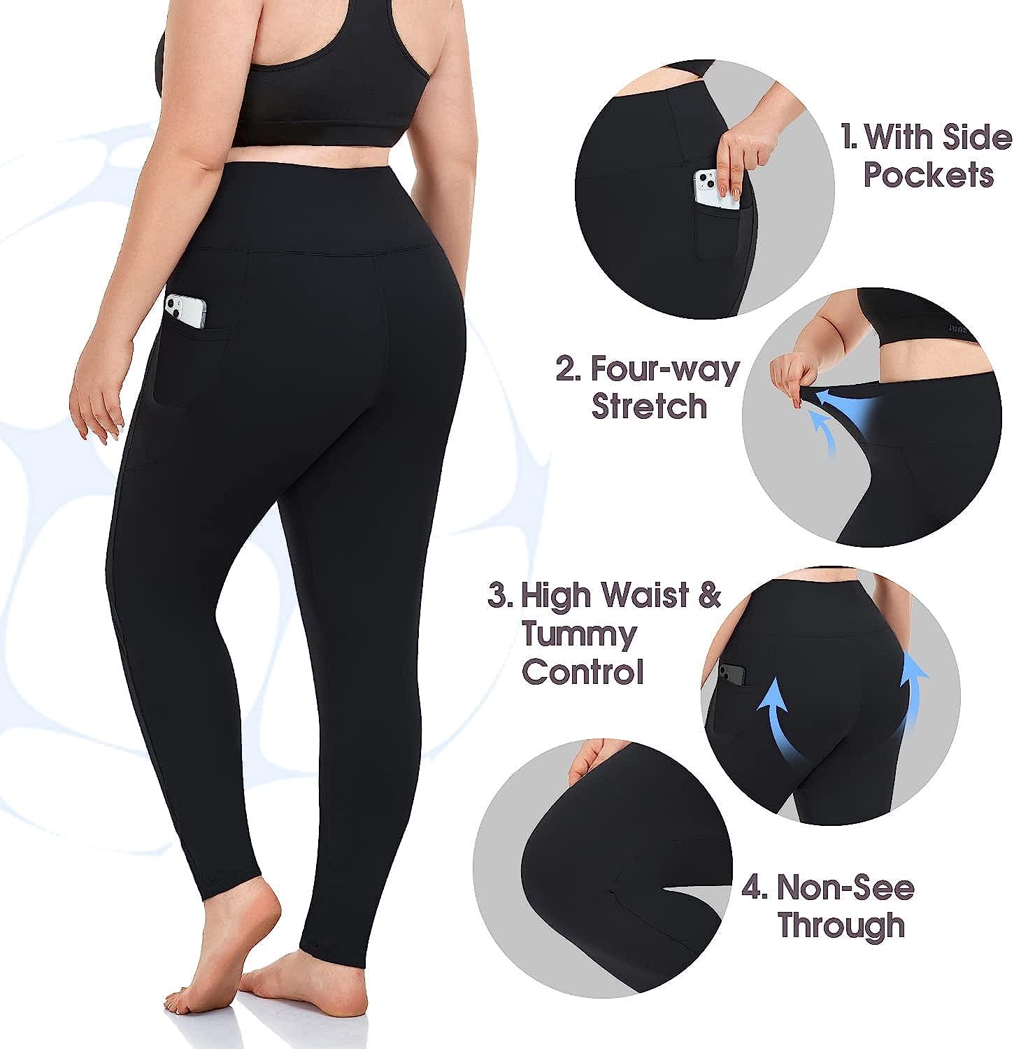 MOREFEEL Capri Plus Size Leggings for Women with Pockets-Stretchy XL-4XL  Tummy Control High Waist Workout Black Yoga Pants