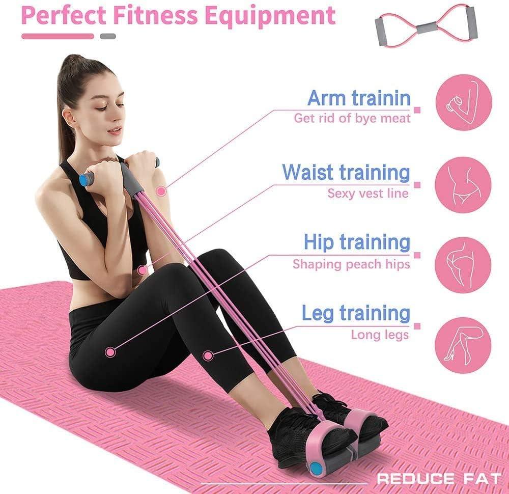 Exercise Workout Band Set, Pedal Resistance Bands with Handles, Elastic  Pull Rope Fitness Equipment- Pink
