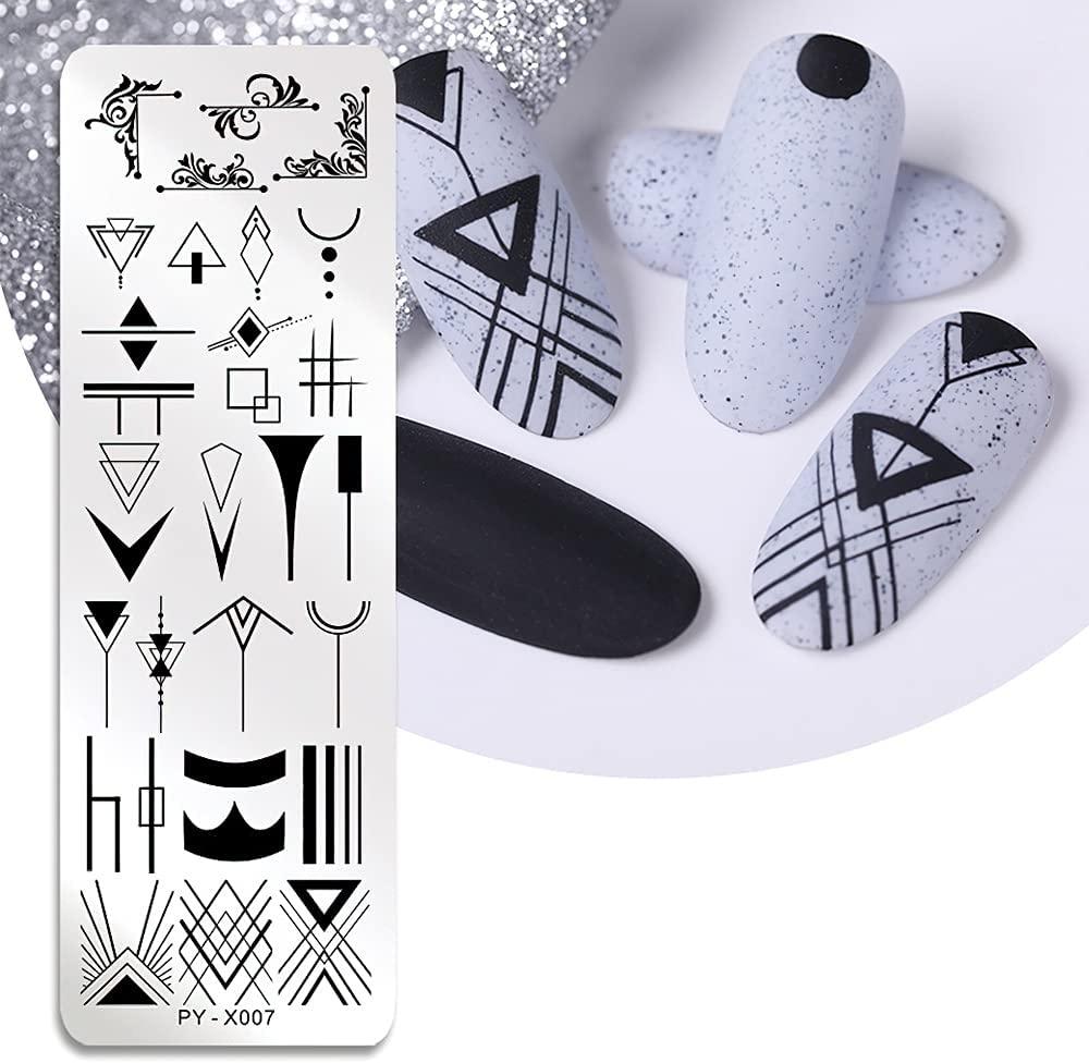 Stamping Plates Nail Art Set Flower Minimalist Geometric Lines Leaves  Pattern Theme Image DIY Nail Art Stamp Plate Stamper Kit 6Pcs