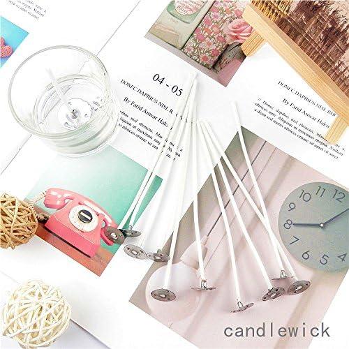 DGQ 6-inch Natural Candle Wicks With Tabs 100pcs 100 Cotton for