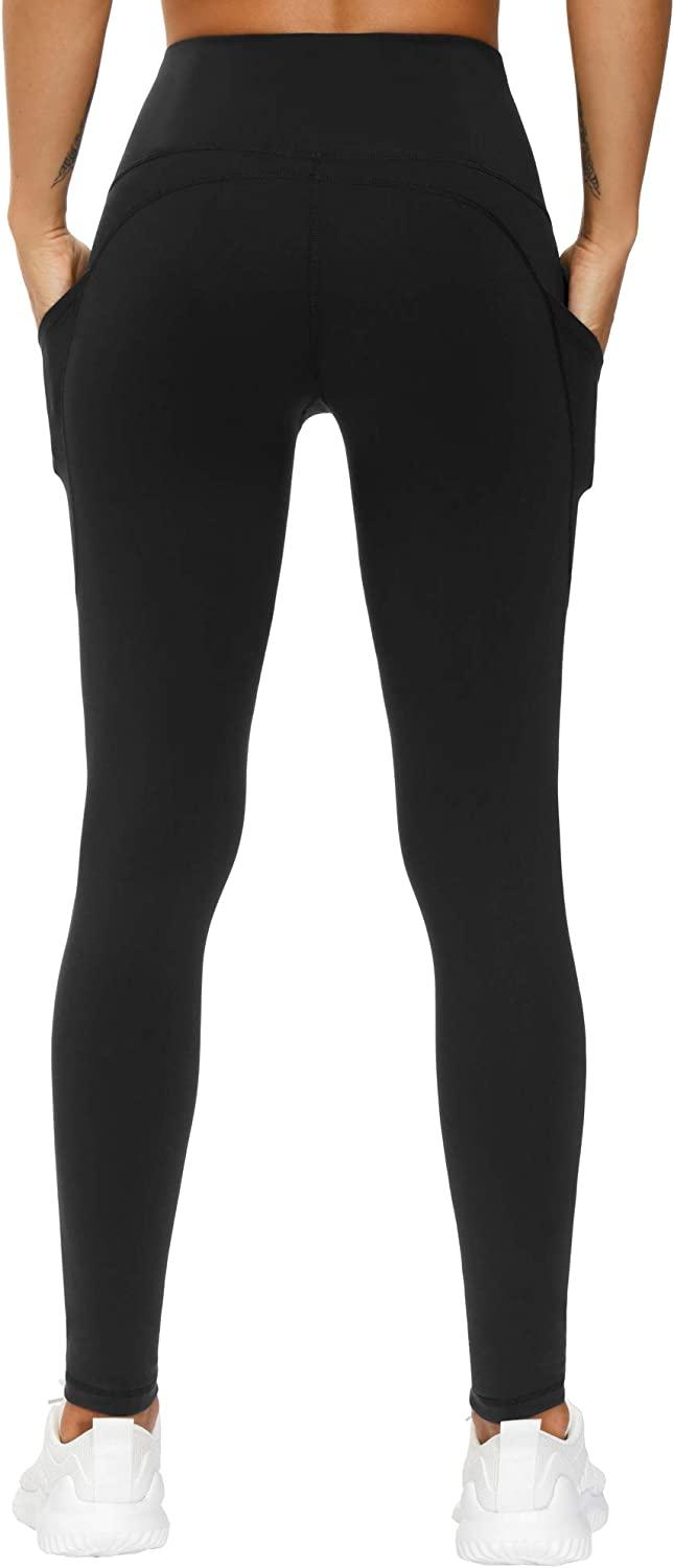 THE GYM PEOPLE Thick Black High Waist Yoga Pants with Side Pockets